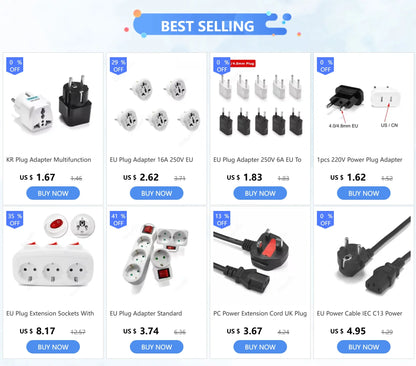 KR Plug Adapter – Multifunction Universal AU, UK, US to EU Type E/F Electrical Socket for France & Spain Travel