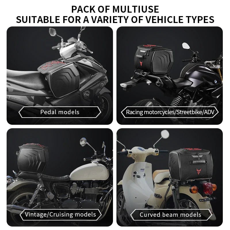 Motocentric Waterproof Motorcycle Helmet Bag - Multifunctional Rear Seat Backpack, High Capacity for Riders