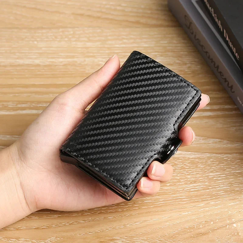 Large Capacity Double Layer RFID Blocking Carbon Fiber Wallet – Men’s Anti-Theft Credit & ID Card Holder Case