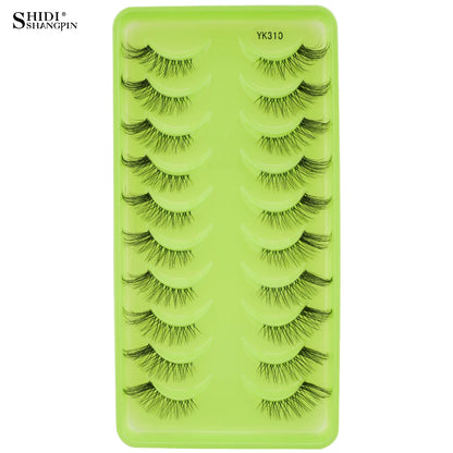 SHIDISHANGPIN 5/10 Pairs Cat Eye False Lashes – 3D Mink Half Lashes, Eyelash Extensions for Natural Makeup, Faux Cils Maquiagem