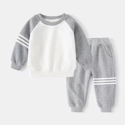 New Spring Autumn Kids Clothes Set – Patchwork Two-Piece Casual Tracksuit for Boys, Tops & Pants