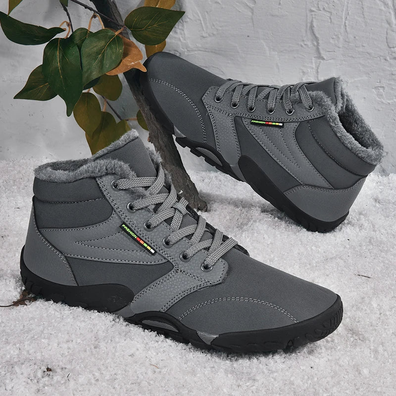 Men's Winter Boots – Snow Barefoot Outdoor Non-Slip Warm Fur Ankle Boots, Lightweight Hiking Sneakers in Plus Sizes