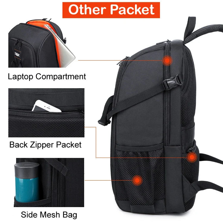 Large Waterproof Camera Backpack — DSLR & Video Tripod Bag with Rain Cover for Canon, Nikon, Sony, Pentax