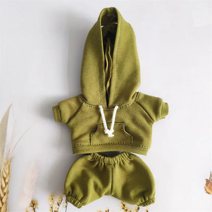 Ropa Labubu Clothes Set for 15/17cm V1/V2 Plush Dolls – Hooded Sweatshirt & Pants | Doll Outfit Accessories & Kid Toy Gift