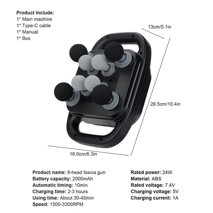 16-Head Fascia Massage Gun – High-Frequency Vibration Body Massager for Back, Waist, Neck, and Shoulders, Muscle Relief