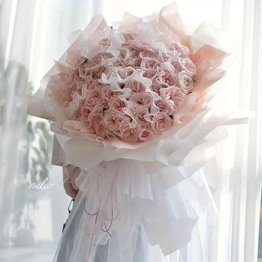 1 Roll Red Korean Flower Wrapping Mesh — Lace Fabric for Bouquets, Floral Packaging & DIY Flower Crafts