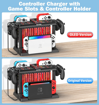 OIVO Switch Joy-Con Charger and Pro Controller Holder - Game Storage Tower for Nintendo Switch OLED, Charging Dock Station