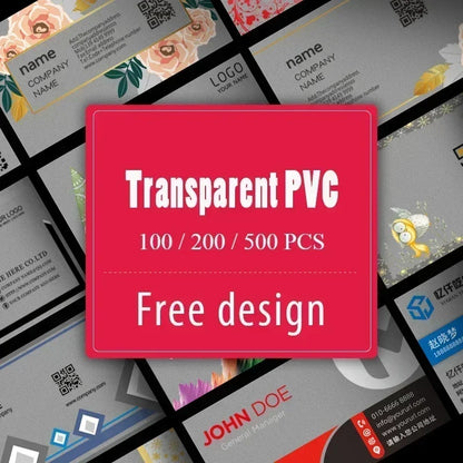 100/200/500 PCS Transparent PVC Business Cards – Custom Logo, Colorful Printing, Personalized Thank You Cards 0.38mm