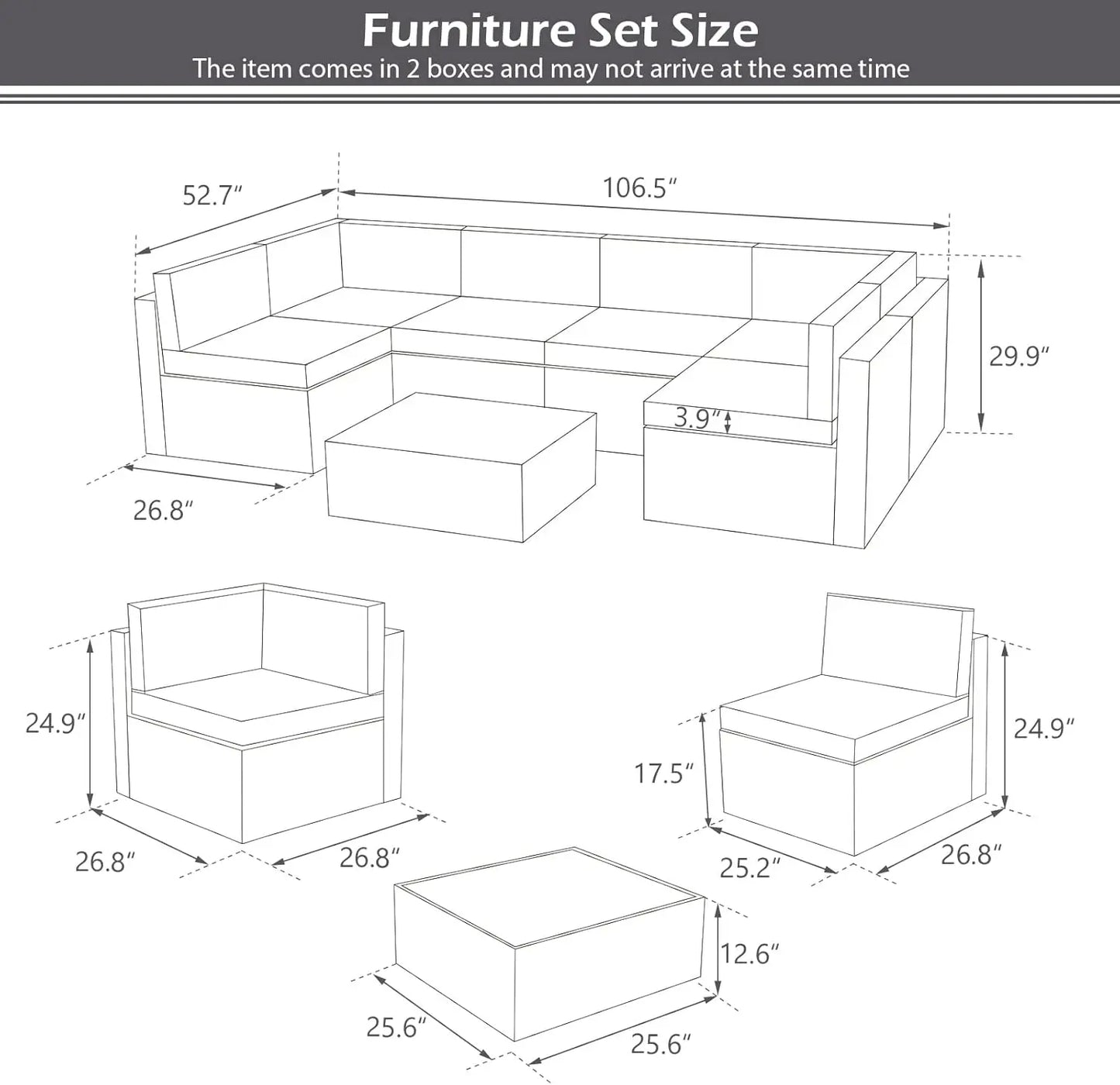 Outdoor Sectional Chair Set – Weather-Resistant Patio Furniture for Garden, Deck, or Backyard