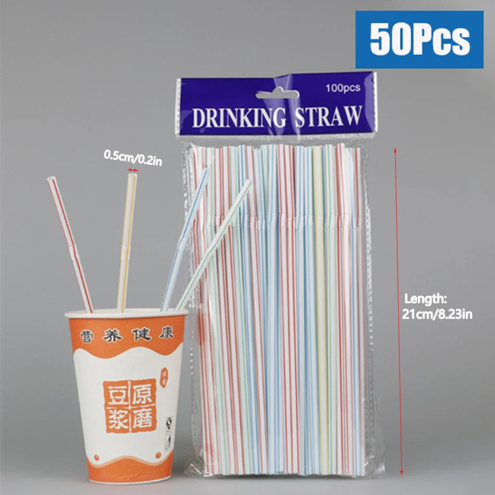 50-3000Pcs Multicolor Drinking Straws - Black Beverage Straws for Milk Tea, Bar, Party, Wedding & Kitchen Accessories