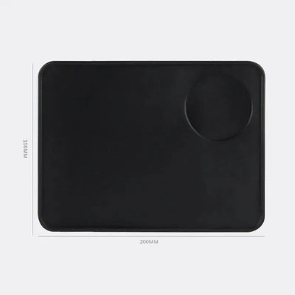 Anti-Skid Coffee Tamper Mat – Food-Grade Silicone Pad, Thickened Black Espresso Tamping Mat for Office, Bar & Café