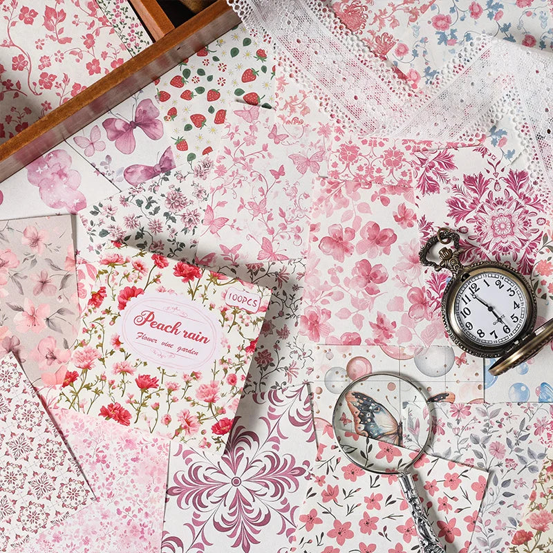 100 Pcs Vintage Multi-Style Writing Paper - Retro Stationery for Scrapbooking, Junk Journals & DIY Crafts