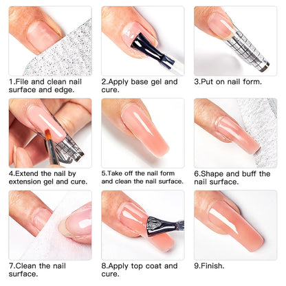 MEET ACROSS 8ML Quick Extension Nail Gel: Nude Milk White UV Gel Nail Polish - Semi-Permanent Nails Art for Manicure Tools