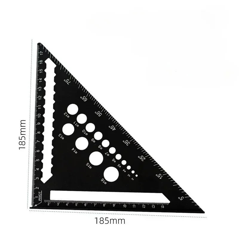 7 Inch Aluminum Alloy Triangle Ruler — Metric Angle Protractor Speed Square for Woodworking