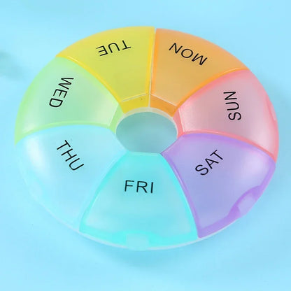 Portable Round Pill Case – 7-Day Weekly Tablet Organizer & Travel Storage Container