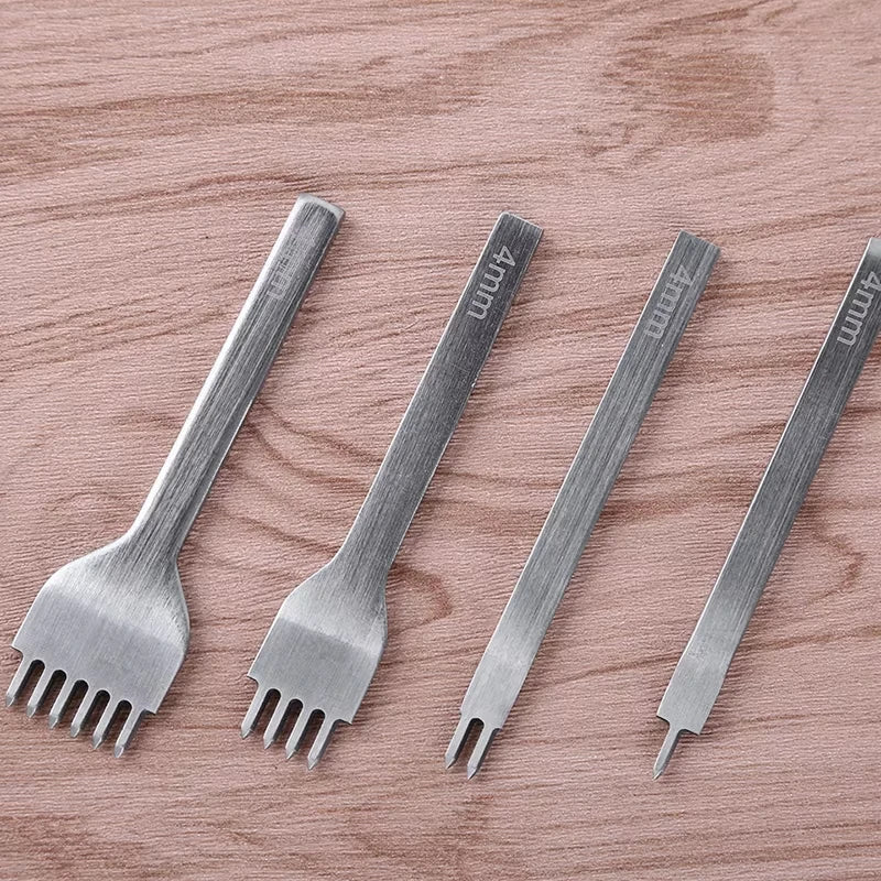 Fenrry Leather Spacing Punch Set – 3/4/5/6mm Lacing & Stitching Hole Punch Tools with 1/2/4/6 Prongs for DIY Leathercraft