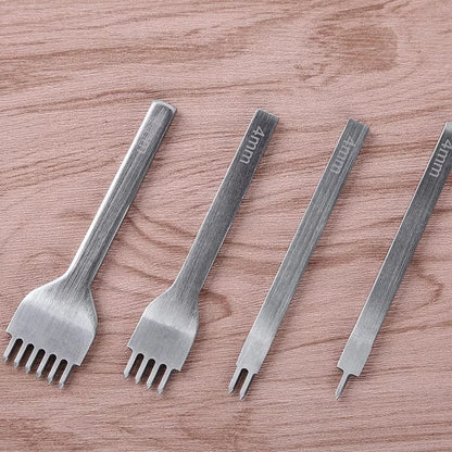 Fenrry Leather Spacing Punch Set – 3/4/5/6mm Lacing & Stitching Hole Punch Tools with 1/2/4/6 Prongs for DIY Leathercraft