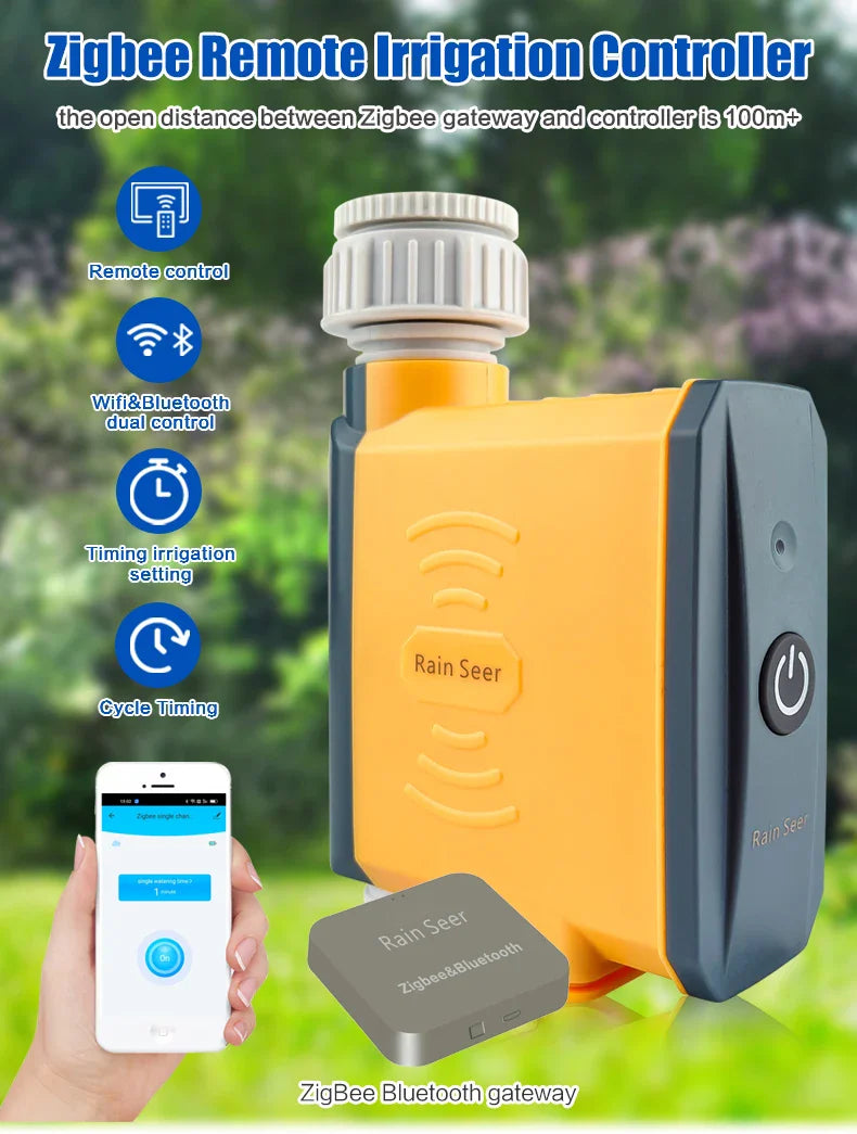 Rain Seer Tuya Zigbee Garden Watering Timer – WiFi Irrigation System with Mobile Remote Control