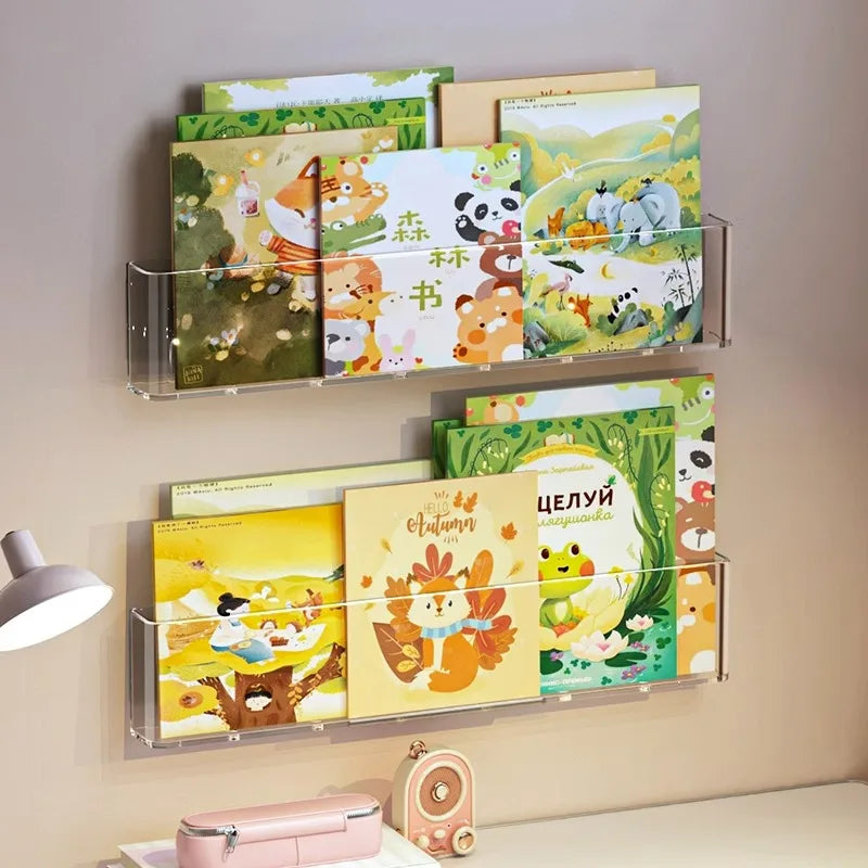 Acrylic Picture Book Display Stand – Wall Hanging Bookshelf for Children's Books, Magazines, and Storage Behind the Door