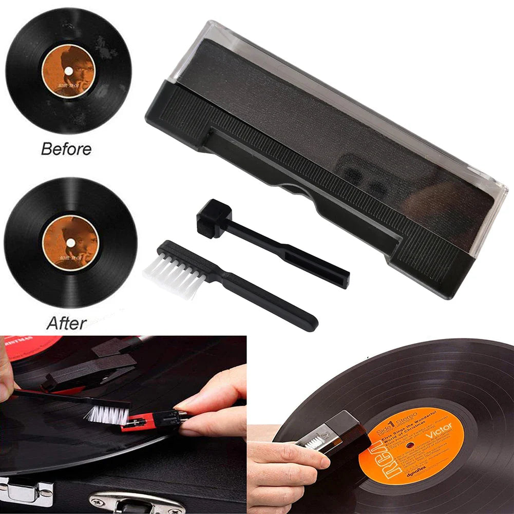 3 Piece Vinyl Record Cleaning Kit - Brush & Dust Remover Set for Turntables