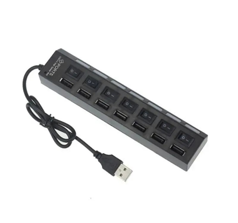 7-Port USB 2.0 Switch Extension Hub — One-to-Seven USB Splitter for PC, Laptop & Desktop
