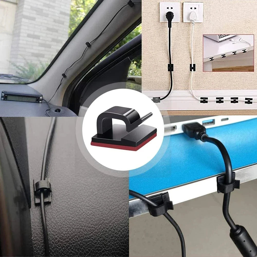 50PCS Cable Organizer Clips – Wall Mounted Cord Holder & Wire Management Hooks for USB Charging Cables and Data Lines