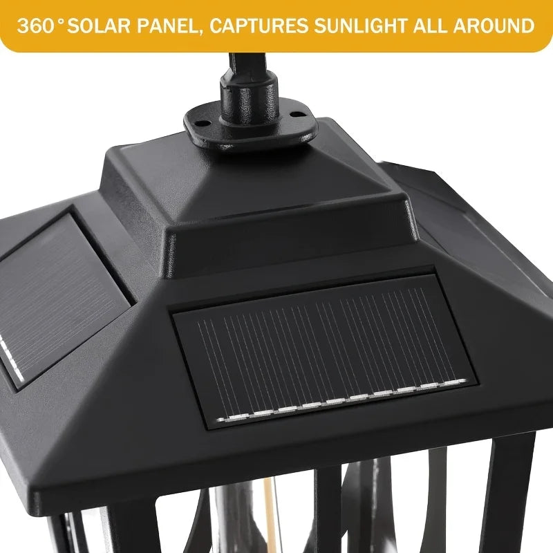 73-Inch Solar Outdoor Light Pole – Dusk-to-Dawn, Metal Construction, Semi-Recessed Installation