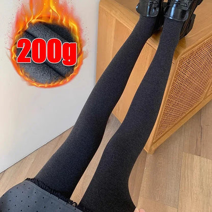 Women’s Winter Plush Leggings — Thicken Vertical Stripe Thermal Tights, High-Waist Fleece, Slim Fit, High Stretch