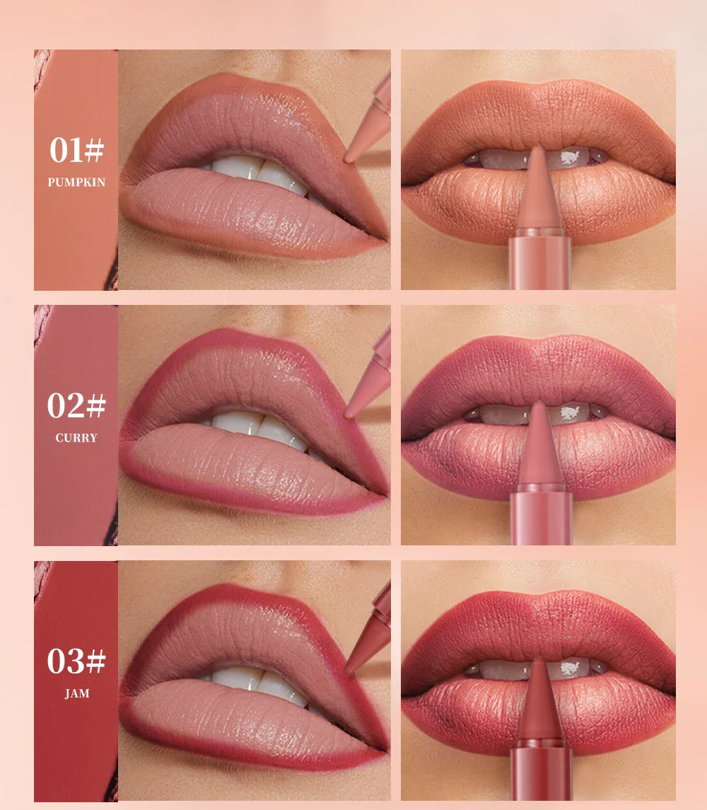 Twist-Up Lip Liner & Lipstick Pen – Multipurpose Velvet Matte Waterproof Lip Contour & Powder Blusher Rouge Makeup