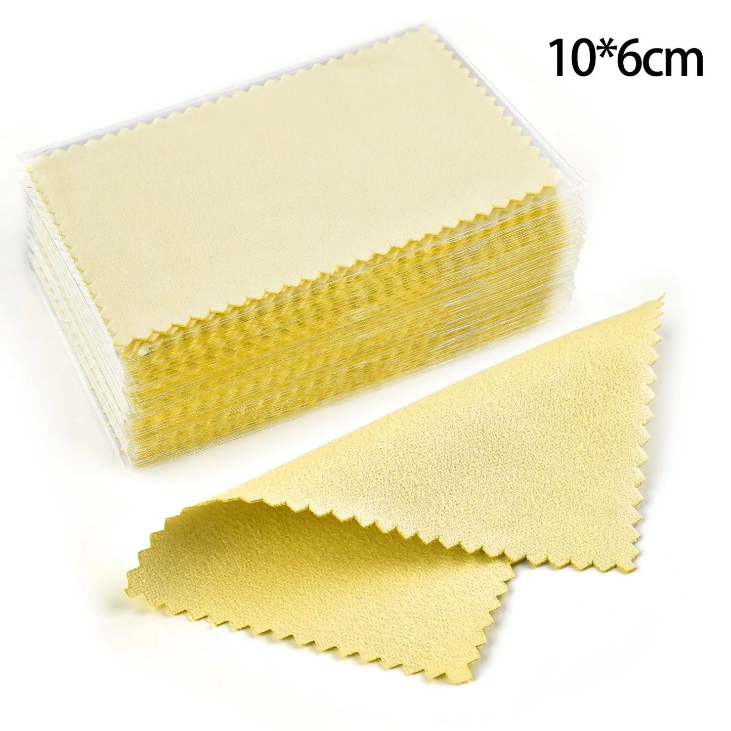 50pcs Silver Polishing Cloths 10x6.5cm & 8x8cm – Soft Cleaning Wipes for Necklaces, Rings & Jewelry Care