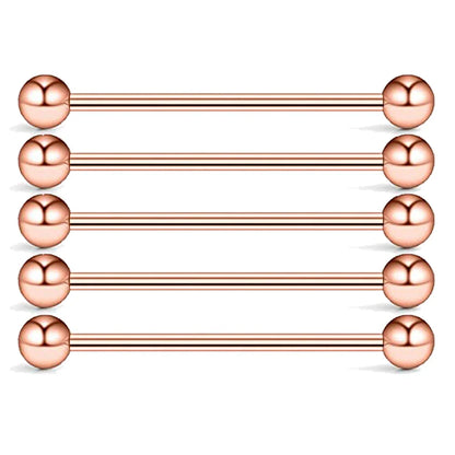 5PCS Titanium Piercing Barbell Set – 14G External Thread Tongue, Industrial, Nipple, Ear Tragus Rings (12–38mm Jewelry)