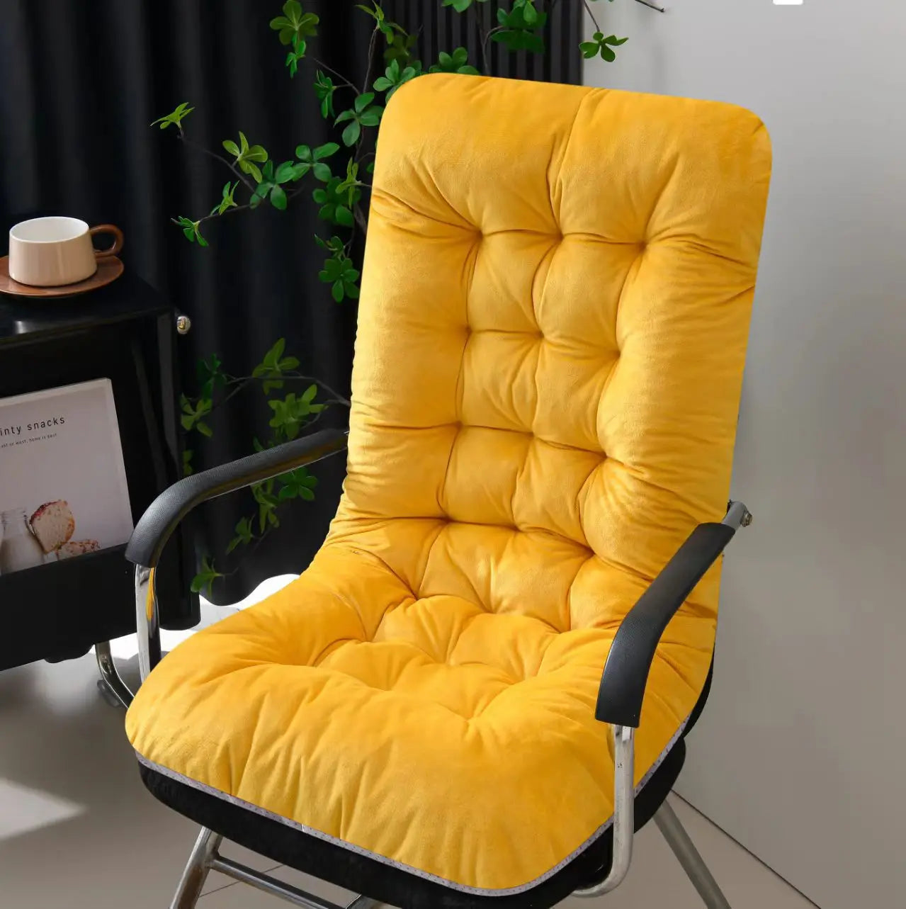 Ultra-Soft Velvet Lounge Chair Cushion – Strap Design Rocking Chair Pad with Anti-Slip Particles for Autumn & Winter Comfort