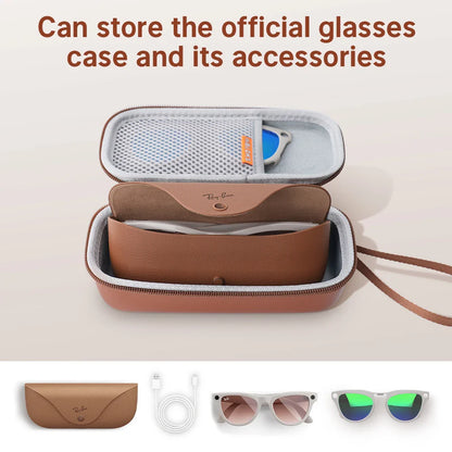 HIBLOKS Portable Glasses Bag — Anti-Fall Soft Case for Ray-Ban Meta Wayfarer RW4008/RW4006/RW4012 Skyler & Headliner (GEN1 & GEN2)