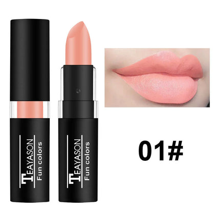12 Color Waterproof Lipstick – Long-Lasting Matte Lip Gloss in Black, Blue, Purple, Green & Red
