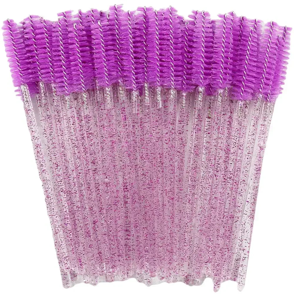 50-Pack Disposable Crystal Eyelash Brush Combs – Professional Eyelash Extension Mascara Wands for Makeup and Beauty Tools