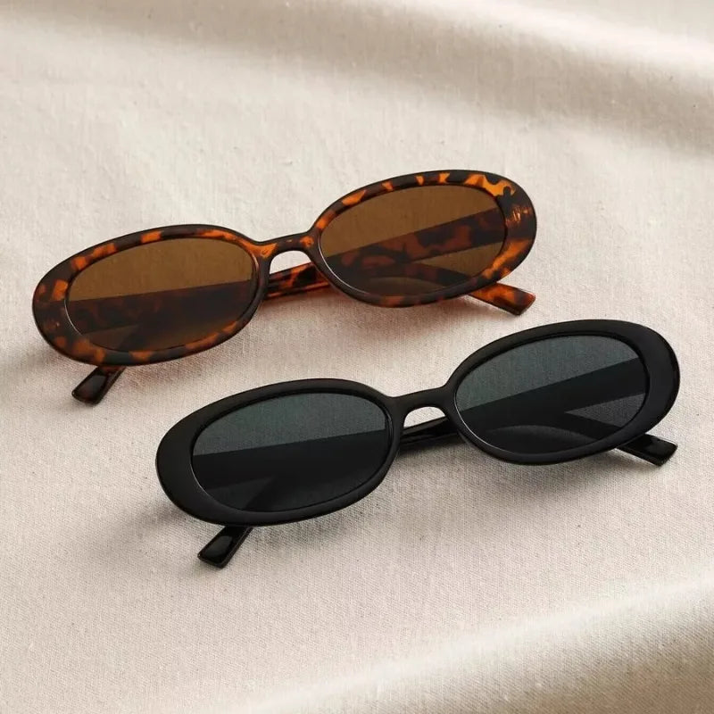 Vintage Small Oval Sunglasses for Women – Luxury Brand Designer Retro Black & Red UV400 Eyewear