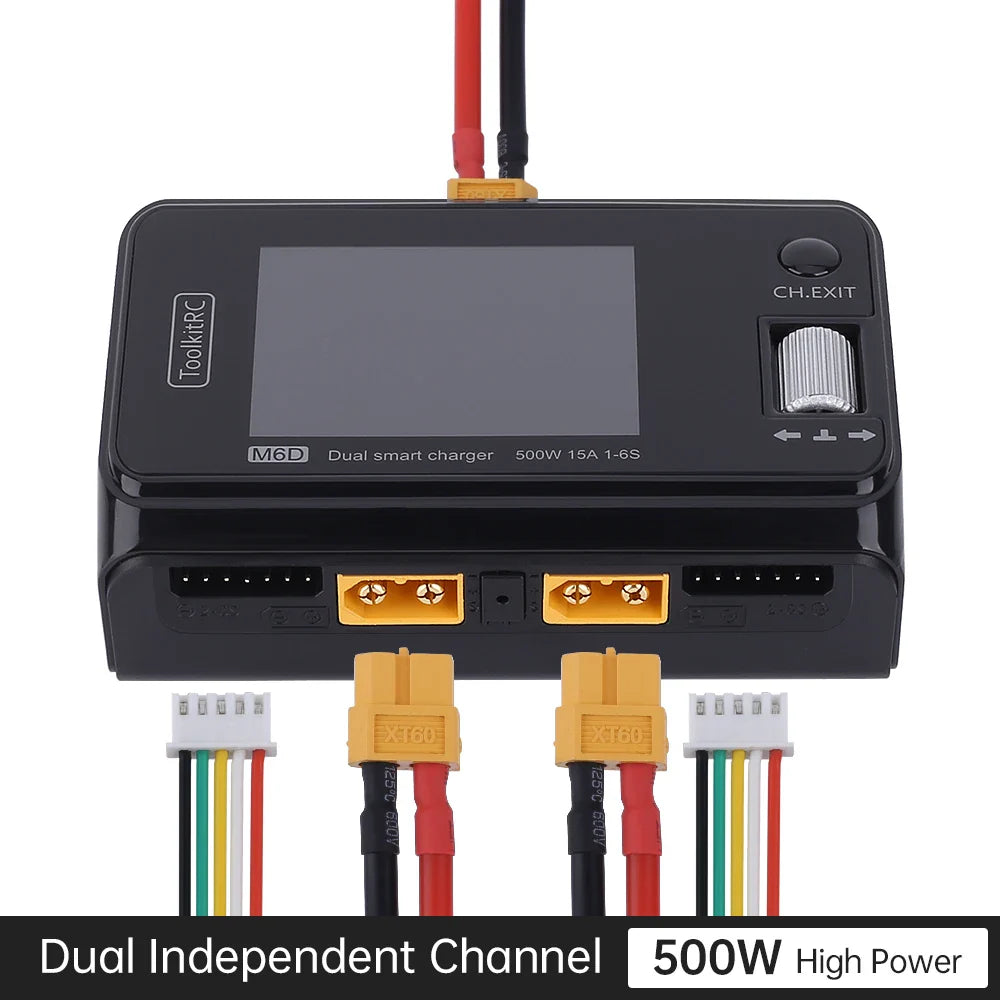 ToolkitRC M6D V3 500W 15A Dual Channel Smart Charger Discharger for 1-6S LiPo FPV Batteries