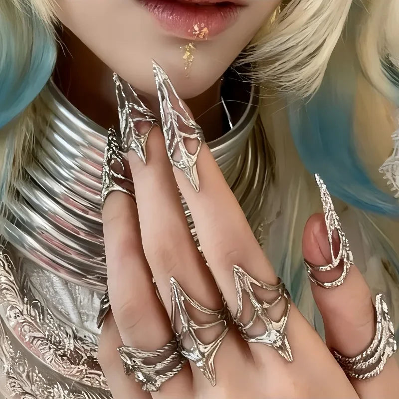 New Gothic Rock Punk Fingertip Nail Ring | Metal Manicure Jewelry Accessories for Women, Party & Gift for Girlfriends