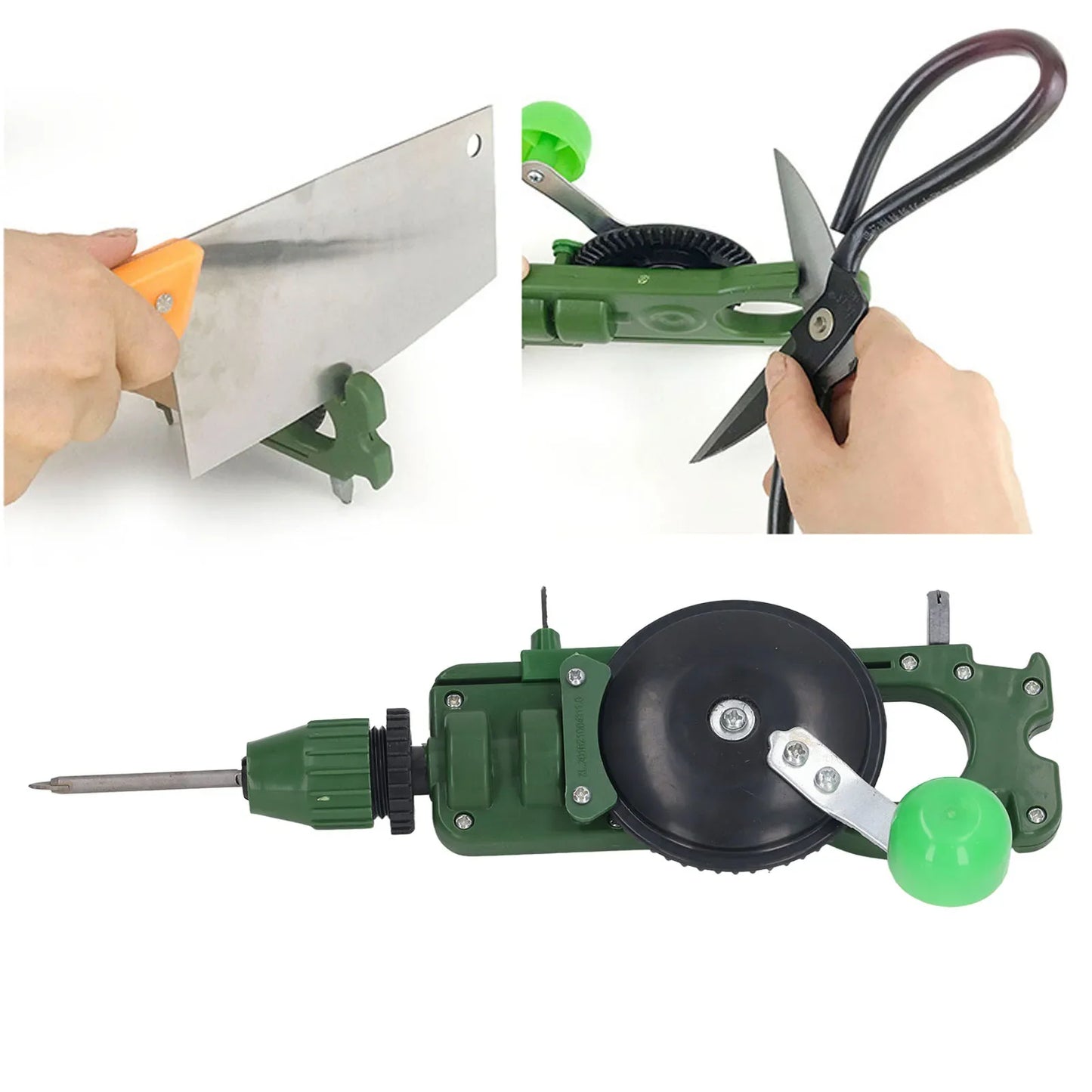 Manual Hand Crank Drill Cutter – Multifunctional Glass & Ceramic Hole Cutting and Scissors Sharpening Tool