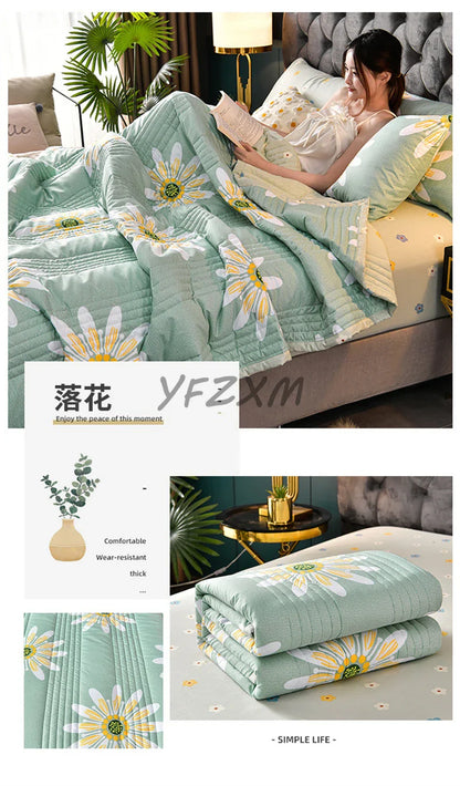 Quilted Spring Summer Quilt – Soft, Lightweight & Breathable Duvet for Queen Size, Comfortable & Washable