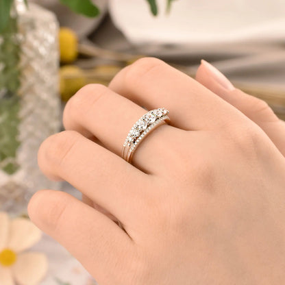 Newshe 925 Sterling Silver Eternity Ring — 1.1ct Round AAAAA CZ Wedding Band for Women, Sizes 4–13