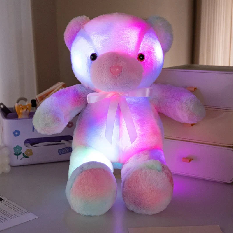 Colorful Glowing Bear Plush Toy – LED Light-Up Teddy Bear, Creative Luminous Stuffed Animal for Kids, Xmas & Birthday Gift