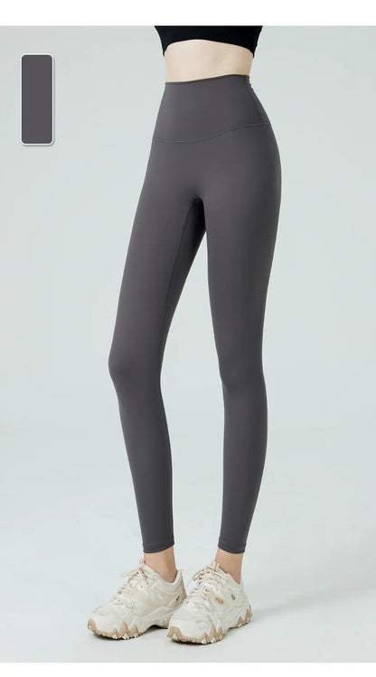 Naked Feel Butt-Lifting Yoga Leggings for Women – High Waist Sports Tights with Hidden Waist Pockets, Gym Fitness Wear