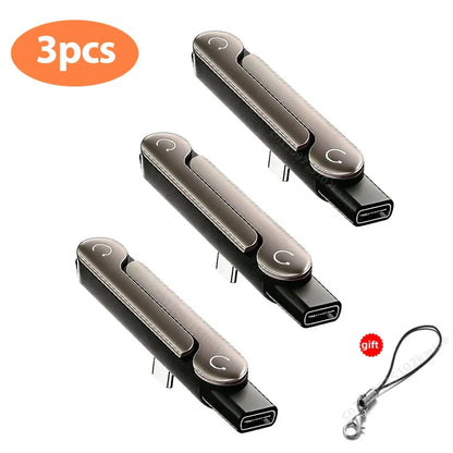 Type-C 240W Fast Charging Bracket Adapter – USB-C Male to USB-C Female OTG Converter with Foldable Holder (1/2/3PCS)