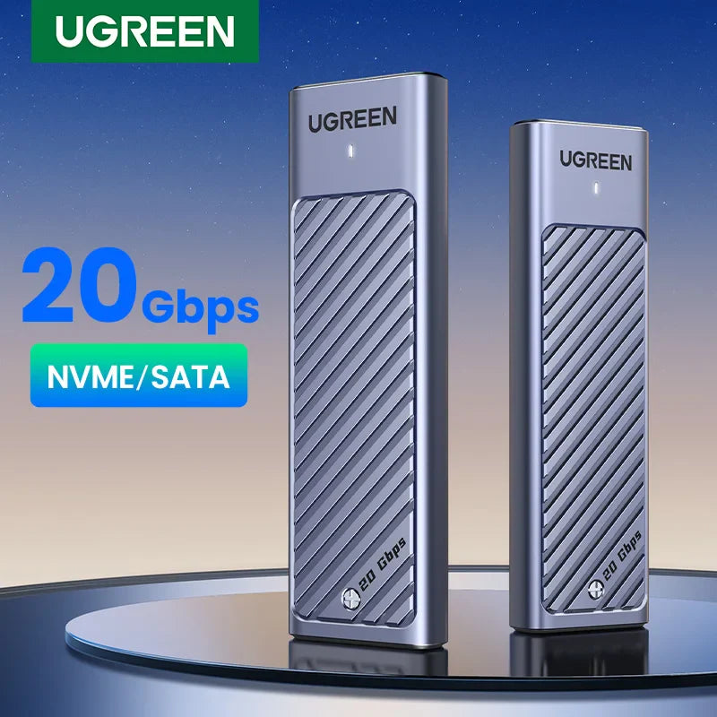 UGREEN M.2 SSD Enclosure – 20Gbps USB 3.2 Gen2 Type-C Adapter for NVMe & SATA SSD (M & B+M Key)