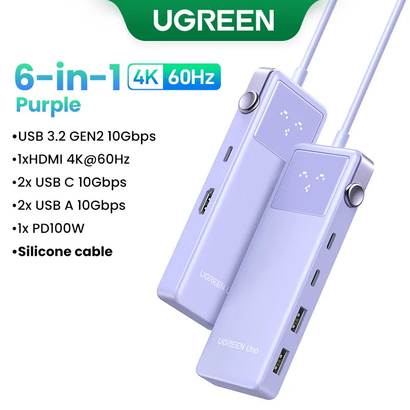 UGREEN 7-in-1 USB-C Hub – 4K HDMI, USB 3.0, RJ45 Gigabit Ethernet Docking Station for MacBook & Laptops