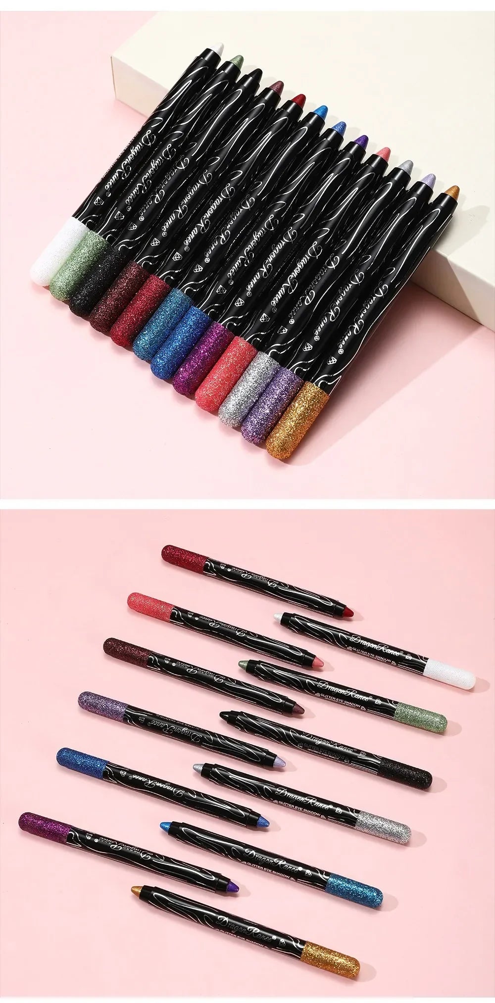 Shiny Pearlescent Highlighter Eyeshadow Pencil – Waterproof Glitter Eyeliner Gel Pen for Long-Lasting Makeup
