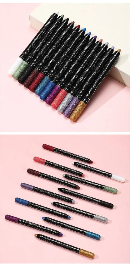 Shiny Pearlescent Highlighter Eyeshadow Pencil – Waterproof Glitter Eyeliner Gel Pen for Long-Lasting Makeup