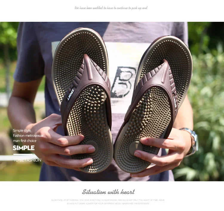 YRZL Summer Men’s Flip Flops - 2024 Soft Bottom Non-Slip Beach Sandals, Comfortable Outdoor Slide Slippers