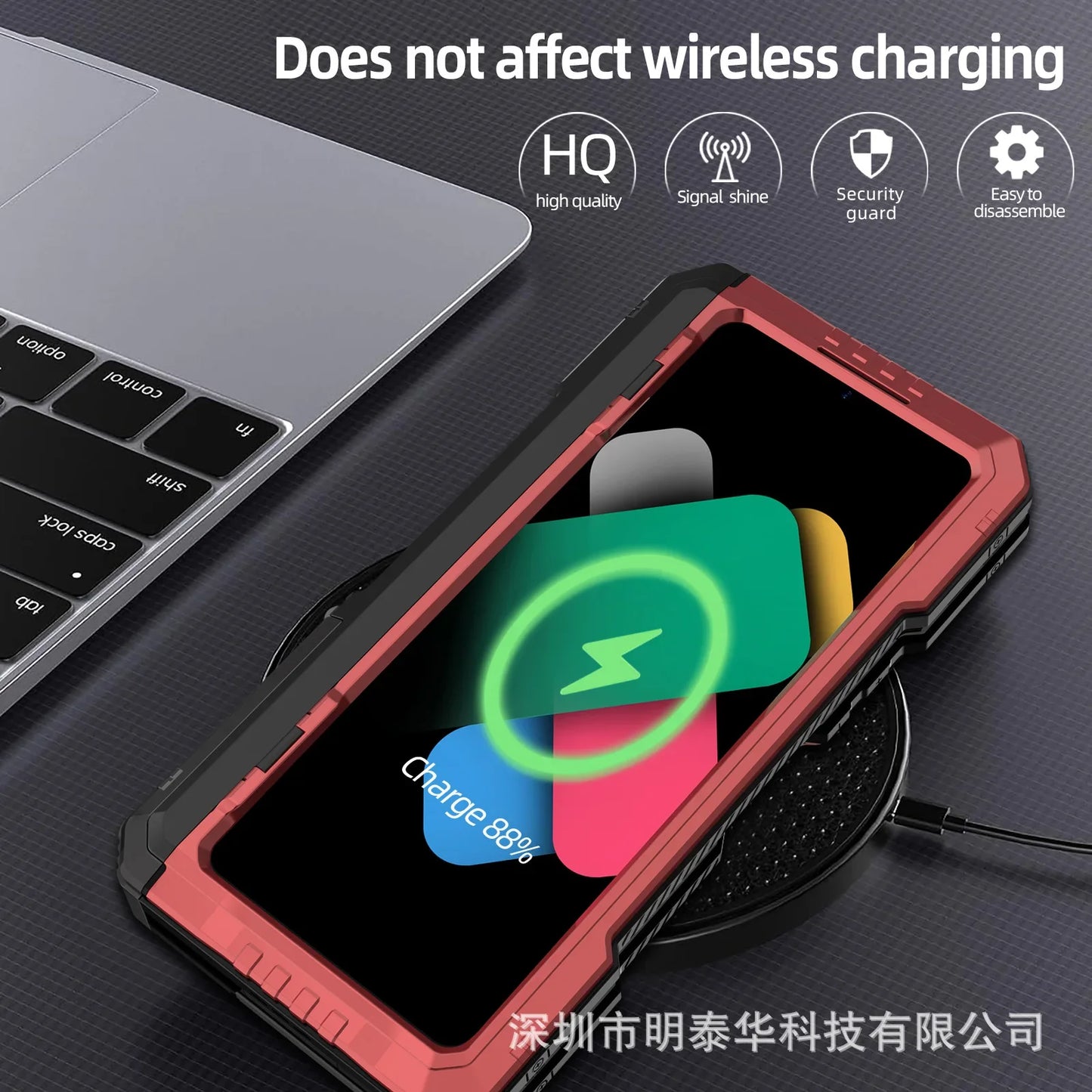 Heavy Duty Metal Shockproof Case for Samsung Galaxy Z Fold 6/5/4 – Anti-Fall Silicone Bumper Cover with PET Screen Protector